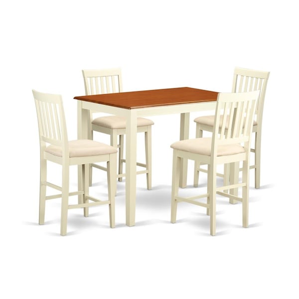 East West Furniture East West Furniture YAVN5-WHI-C Counter Height Dining Room Table & 4 Chair; White Finish - YAVN5-WHI-C