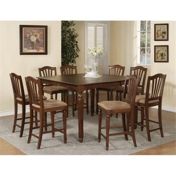 East West Furniture East West Furniture CHEL9-MAH-C 9 Piece Gathering Table Set-Square Counter Height Table8 Stools - CHEL9-MAH-C