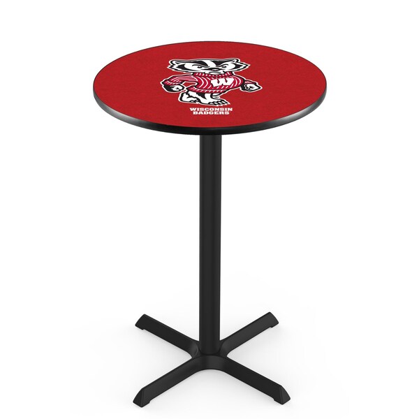 Holland Bar Stool Co 36" Blk Wrinkle Wisconsin "Badger" Pub Table, 36" dia. Top - L211B3636WI-BDG