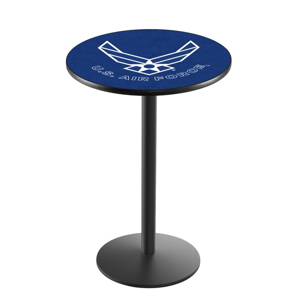 Holland Bar Stool Co 36" Blk Wrinkle U.S. Air Force Pub Table - L214B3628AIRFOR