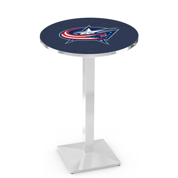 Holland Bar Stool Co 36" Chrome Columbus Blue Jackets Pub Table, 36" dia. Top - L217C3636COLBLU