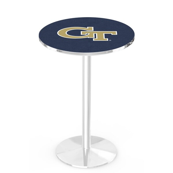 Holland Bar Stool Co 42" Chrome Georgia Tech Pub Table, 36" dia. Top - L214C4236GATECH