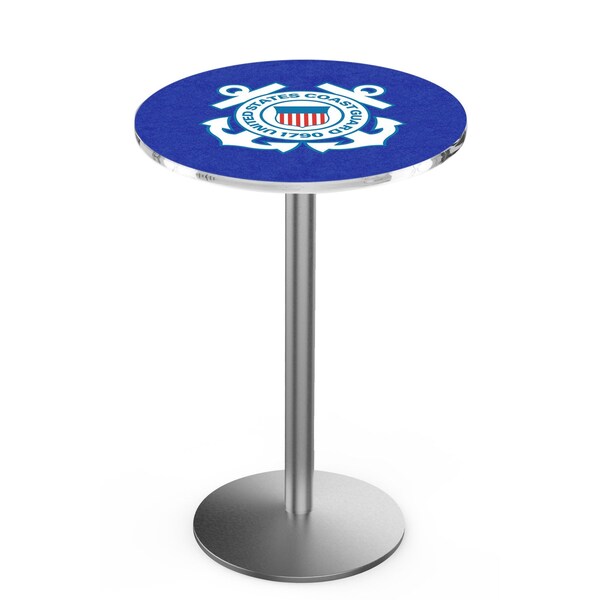 Holland Bar Stool Co 36" Stainless Steel U.S. Coast Guard Pub Table, 36" dia. Top - L214S3636CSTGRD