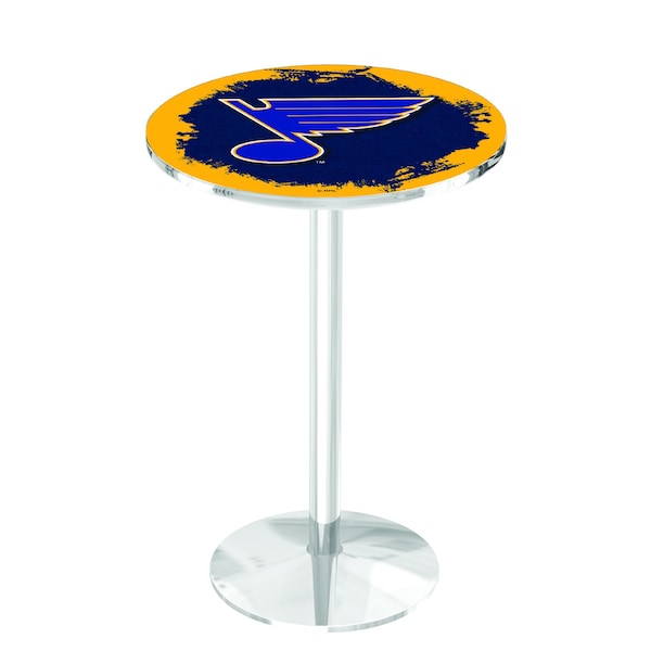 Holland Bar Stool Co 36" Chrome St Louis Blues Pub Table - L214C3628STLBLU