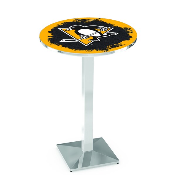 Holland Bar Stool Co 42" Chrome Pittsburgh Penguins Pub Table - L217C4228PITPEN