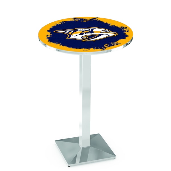 Holland Bar Stool Co 42" Chrome Nashville Predators Pub Table - L217C4228NSHPRE