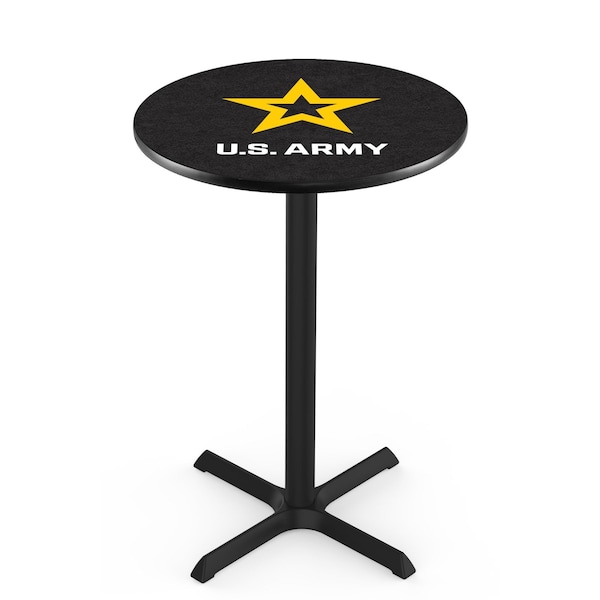 Holland Bar Stool Co 42" Blk Wrinkle U.S. Army Pub Table, 36" dia. Top - L211B4236ARMY