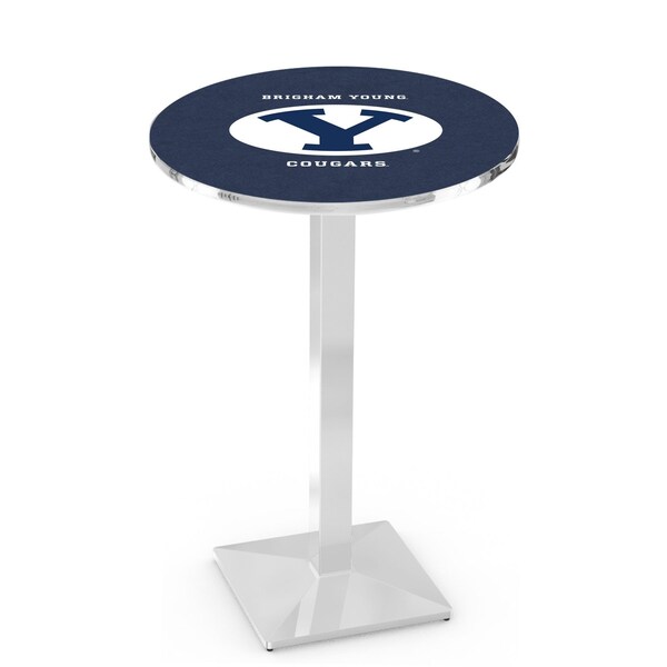 Holland Bar Stool Co 36" Chrome Brigham Young Pub Table, 36" dia. Top - L217C3636BRIGYN