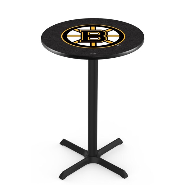 Holland Bar Stool Co 42" Blk Wrinkle Boston Bruins Pub Table, 36" dia. Top - L211B4236BOSBRU