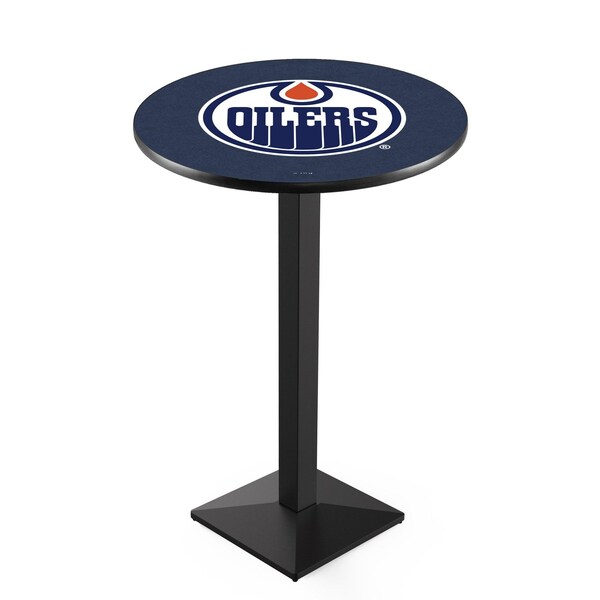 Holland Bar Stool Co 36" Blk Wrinkle Edmonton Oilers Pub Table, 36" dia. Top - L217B3636EDMOIL
