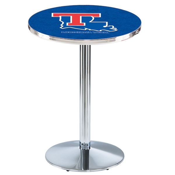 Holland Bar Stool Co 42" Chrome Louisiana Tech Pub Table, 36" dia. Top - L214C4236LATECH