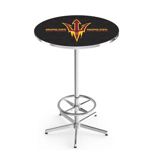 Holland Bar Stool Co 42" Chrome Arizona State Pub Table, Pitchfork - L216C4228ARIZST-F