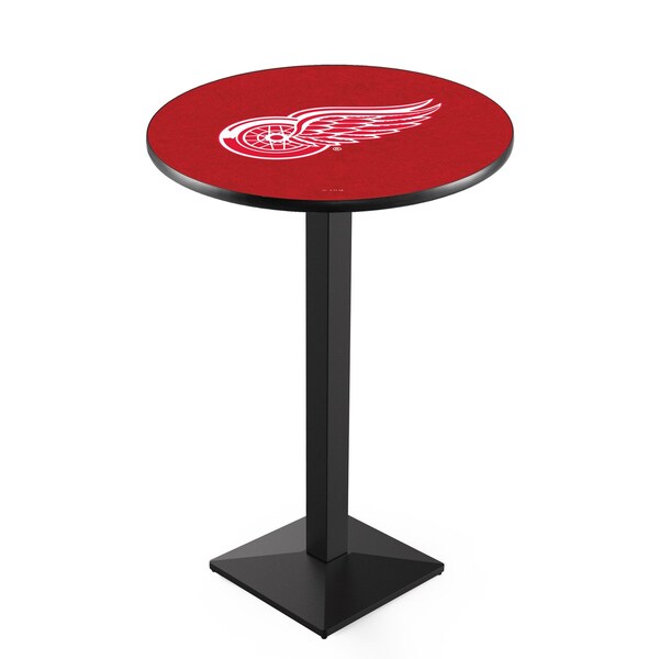 Holland Bar Stool Co 42" Blk Wrinkle Detroit Red Wings Pub Table, 36" dia. Top - L217B4236DETRED