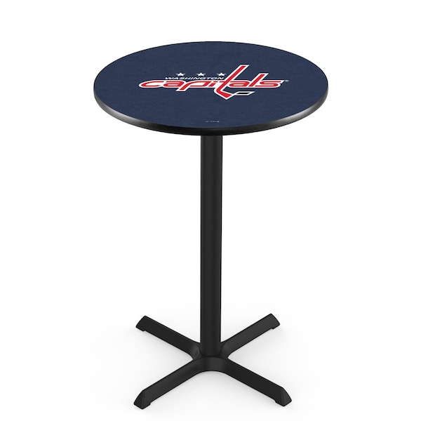 Holland Bar Stool Co 36" Blk Wrinkle Washington Capitals Pub Table, 36" dia. Top - L211B3636WSHCAP