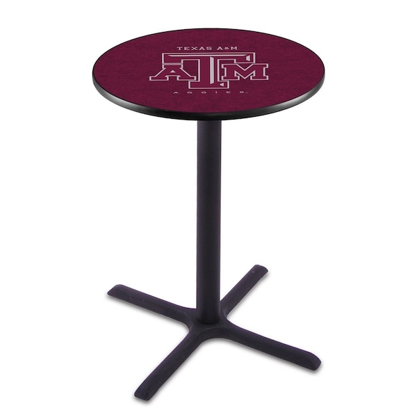 Holland Bar Stool Co 42" Blk Wrinkle Texas A&M Pub Table, 36" dia. Top - L211B4236TEXA-M