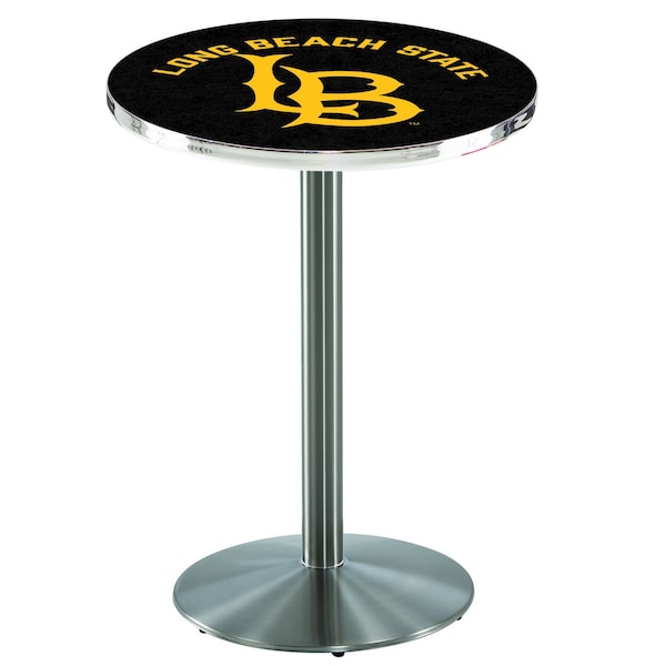 Holland Bar Stool Co 36" Stainless Steel Long Beach State University Pub Table - L214S3628LBSTUN