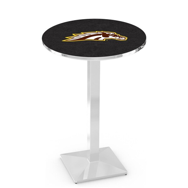 Holland Bar Stool Co 42" Chrome Western Michigan Pub Table, 36" dia. Top - L217C4236WESTMI