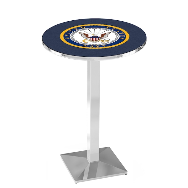 Holland Bar Stool Co 36" Chrome U.S. Navy Pub Table - L217C3628NAVY