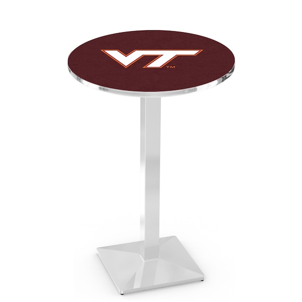 Holland Bar Stool Co 42" Chrome Virginia Tech Pub Table, 36" dia. Top - L217C4236VATECH