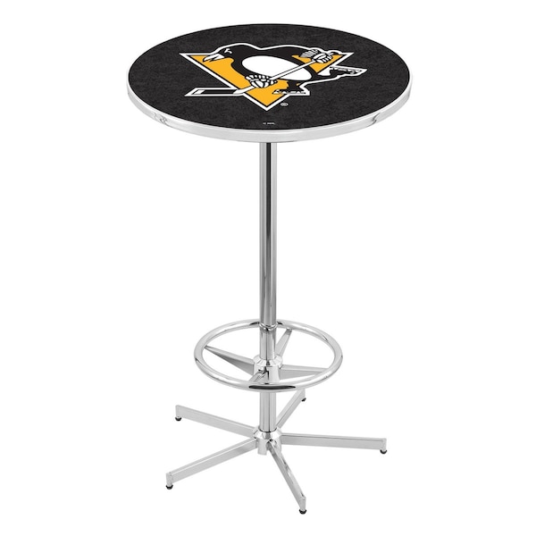 Holland Bar Stool Co 42" Chrome Pittsburgh Penguins Pub Table - L216C4228PITPEN