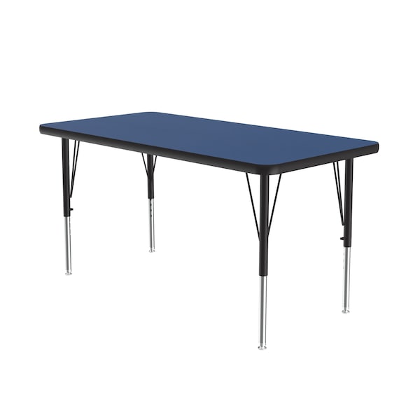 Correll Rectangle Adjustable Height Activity Kids School Table, 48" L, 24" W, 19" to 29" H, Blue - A2448-REC-37