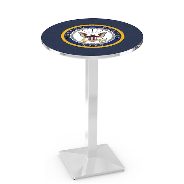Holland Bar Stool Co 36" Chrome U.S. Navy Pub Table, 36" dia. Top - L217C3636NAVY