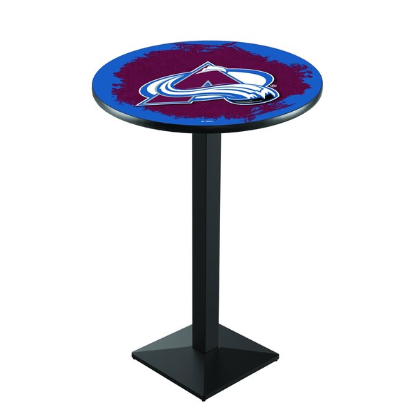 Holland Bar Stool Co 36" Blk Wrinkle Colorado Avalanche Pub Table - L217B3628COLAVA