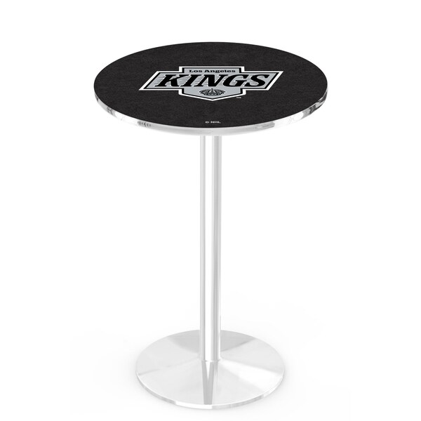 Holland Bar Stool Co 42" Chrome Los Angeles Kings Pub Table, 36" dia. Top - L214C4236LAKING