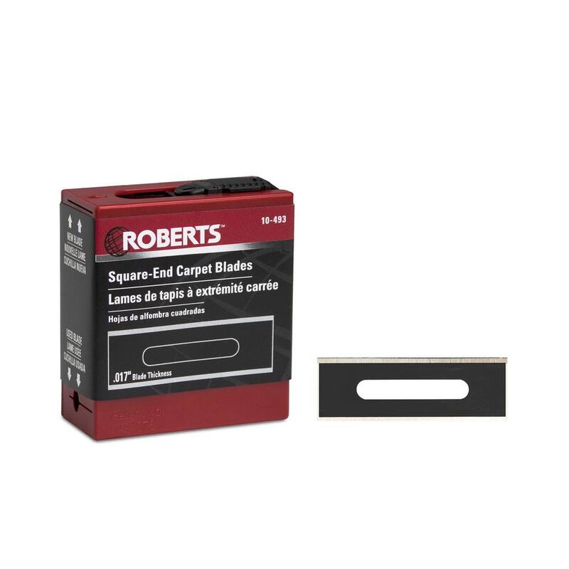 Roberts Square-End Carbon Steel Carpet Blades and Quick Blade Dispenser with Used Blade Storage (100-Pack) - 10-493