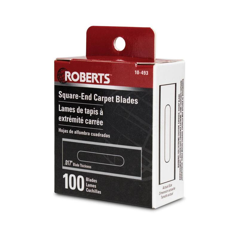 Roberts Square-End Carbon Steel Carpet Blades and Quick Blade Dispenser with Used Blade Storage (100-Pack) - 10-493