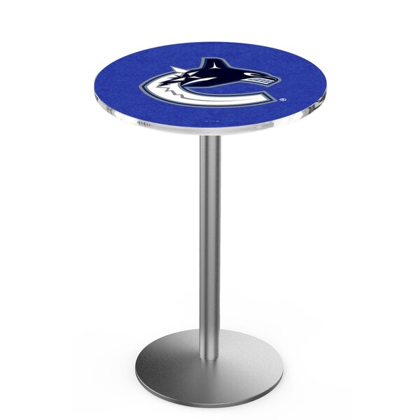 Holland Bar Stool Co 36" Stainless Steel Vancouver Canucks Pub Table, 36" dia. Top - L214S3636VANCAN