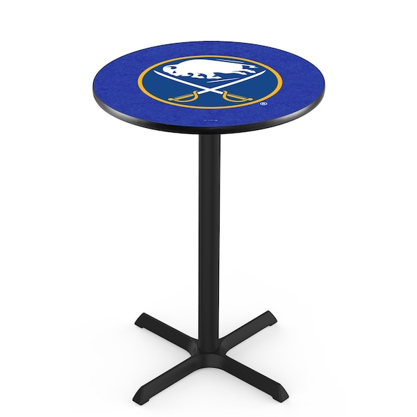 Holland Bar Stool Co 36" Blk Wrinkle Buffalo Sabres Pub Table, 36" dia. Top - L211B3636BUFSAB