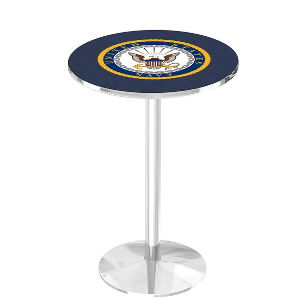 Holland Bar Stool Co 42" Chrome U.S. Navy Pub Table - L214C4228NAVY
