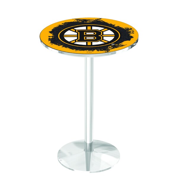 Holland Bar Stool Co 36" Chrome Boston Bruins Pub Table - L214C3628BOSBRU