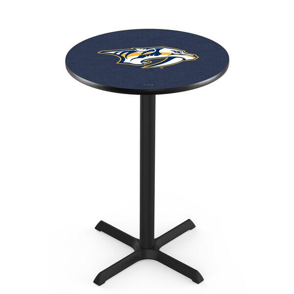 Holland Bar Stool Co 36" Blk Wrinkle Nashville Predators Pub Table, 36" dia. Top - L211B3636NSHPRE