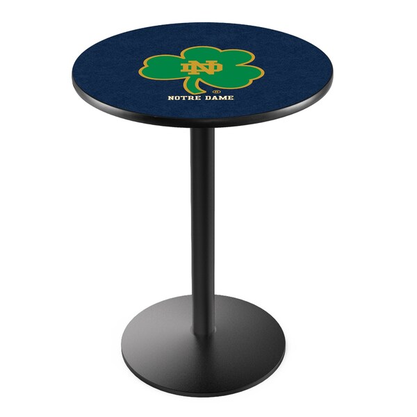 Holland Bar Stool Co 42" Blk Wrinkle Notre Dame Shamrock Pub Table, 36" dia. Top - L214B4236ND-SHM