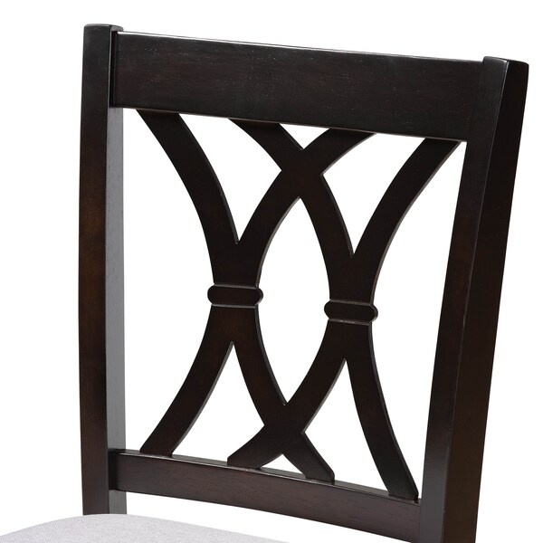 Baxton Studio Reneau Gray Upholstered Espresso Finished Wood Pub Chair, PK2 - 153-9596