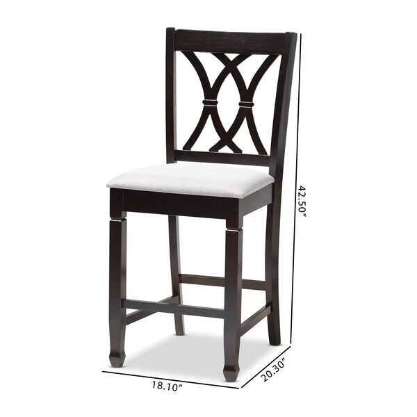 Baxton Studio Reneau Gray Upholstered Espresso Finished Wood Pub Chair, PK2 - 153-9596