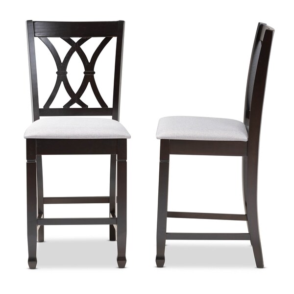 Baxton Studio Reneau Gray Upholstered Espresso Finished Wood Pub Chair, PK2 - 153-9596
