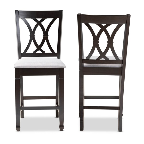 Baxton Studio Reneau Gray Upholstered Espresso Finished Wood Pub Chair, PK2 - 153-9596