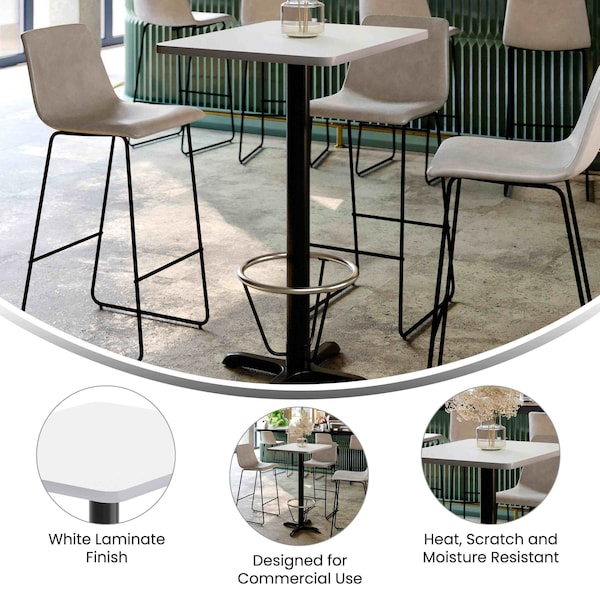 Flash Furniture Rectangle 30 in L, 24 in W, White - XU-WHTB-2430-T2222B-3CFR-GG