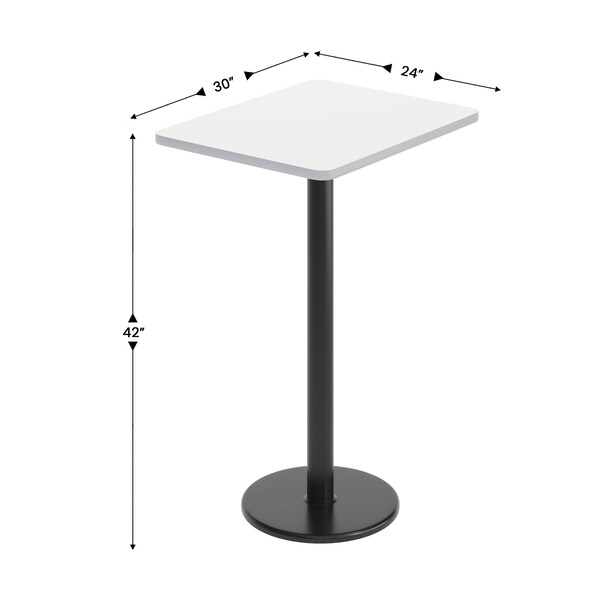 Flash Furniture Rectangle 30 in L, 24 in W, White - XU-WHTB-2430-TR18B-GG