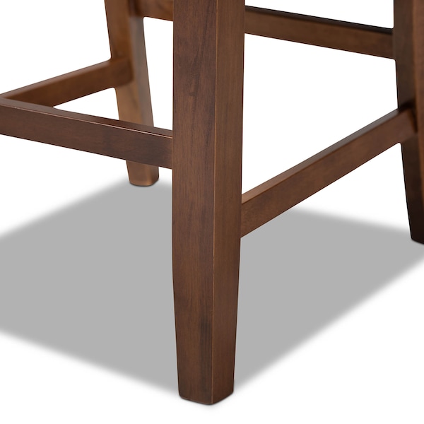 Baxton Studio Caron Grey Upholstered Walnut Wood 2-PC Counter Height Pub Chair Set - 161-9886