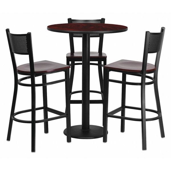 Flash Furniture Round Mahogany Bar Table, Rnd w/Mah Seats, 30", 30" L, 30" W, 42" H, Laminate Top, Wood Grain - MD-0017-GG