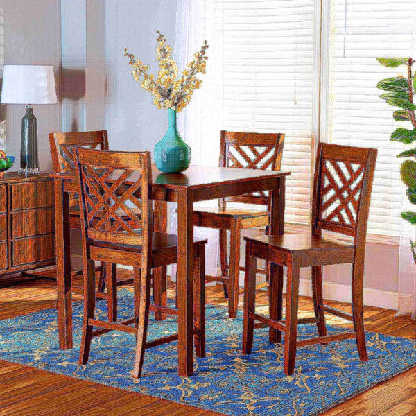 Baxton Studio Caron Modern and Contemporary Walnut Brown Finished Wood 5-Piece Pub Set - 187-11433-10903-ZORO