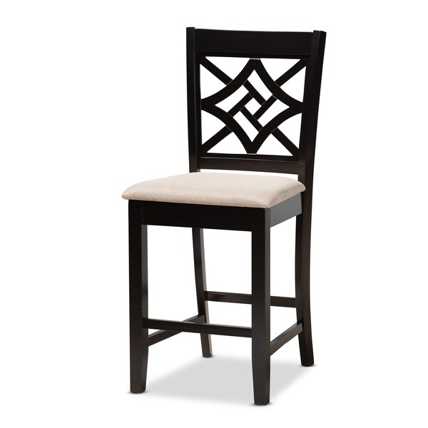 Baxton Studio Nicolette Modern and Contemporary Sand Fabric and Dark Brown Finished Wood 5-Piece Pub Set - 179-11422-9776-ZORO