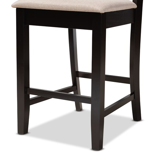 Baxton Studio Nicolette Modern and Contemporary Sand Fabric and Dark Brown Finished Wood 5-Piece Pub Set - 179-11422-9776-ZORO