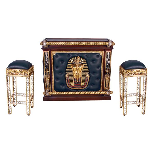 Design Toscano The Altar of Tenenit: Egyptian Bar with Two Barstools - NE36342