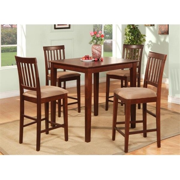 East West Furniture East West Furniture VERN3-MAH-C 3-Piece Vernon Pub; Counter Height Square Table & 2 Microfiber upholstered Seat - VERN3-MAH-C