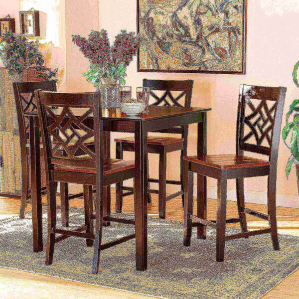 Baxton Studio Nicolette Modern and Contemporary Two-Tone Dark Brown and Walnut Brown Finished Wood 5-Piece Pub Set - 176-11425-9776-ZORO